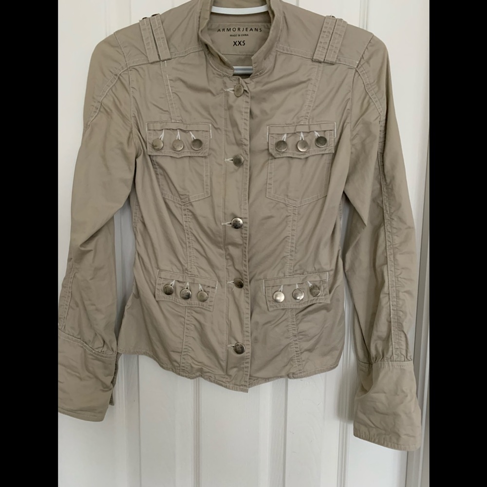 le chateau Beige Utility Jacket with Silver Buttons